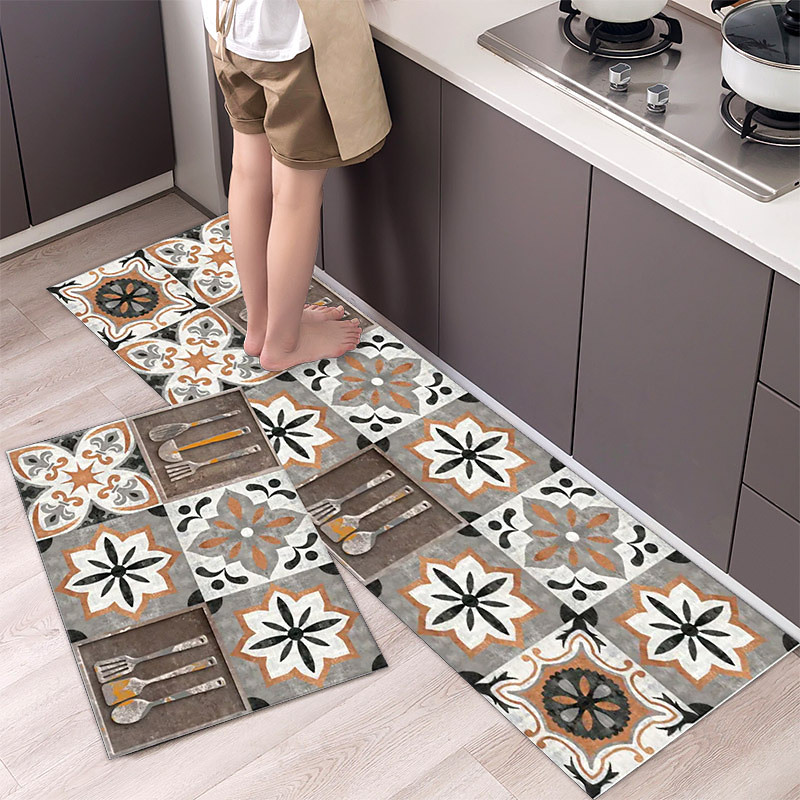 2 Piece Waterproof and Oil-Proof Kitchen Anti-Slip Mat, Bathroom Anti-Slip Mat, Bedroom Cushion, Living Room Carpet, Door Mat, Kitchen Carpet- 40 60cm 40 120cm