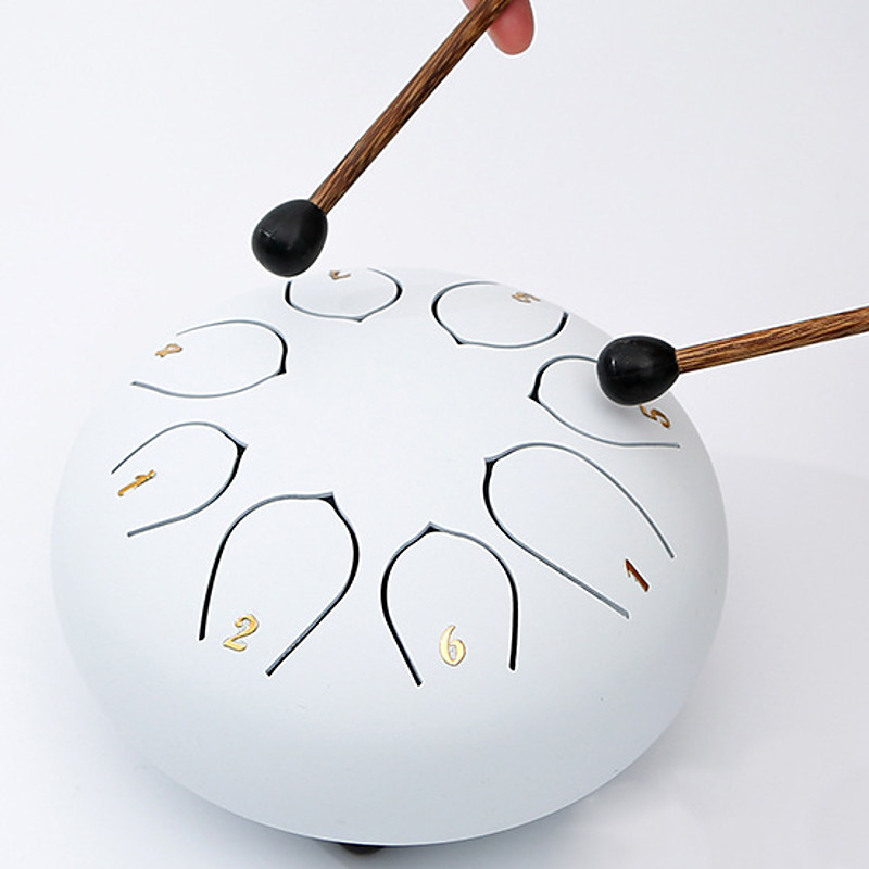 Alloy Steel Tongue Drum 6 Inch 8 Notes Hand Drums with Bag Sticks Music Book, Sound Healing Instruments for Musical Education Entertainment Meditation Yoga Zen Gifts