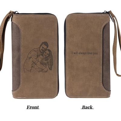 Personalized Photo Engraved Leather Wallet Custom Best Gift for Dad, Custom Text on Back, Two Colors, Father's Day, Birthday, Anniversary, Christmas Gift for Him, Personalized for Men