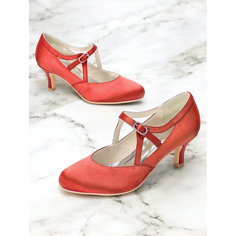 Women's Sage Green Satin T-Strap Heels-Vintage Gatsby Mid Heel Pumps with Buckle Closure, Elegant Shoes for Weddings Ballroom Dance