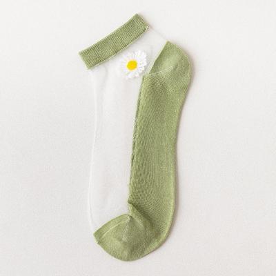 Women Daisy Sheer Socks,Womens Girls Lace Sheer Ankle Sock Thin Mesh Cotton Socks Transparent See Through Tull Low Cut Sock