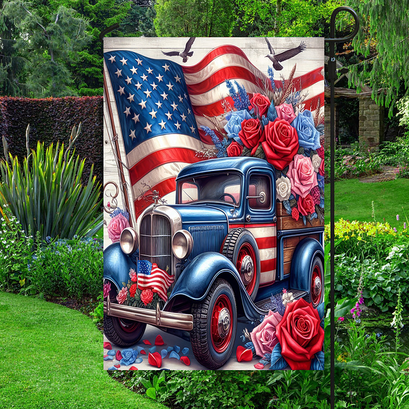 4th of July Independence Day Garden Flag 12 x 18 Inch Yard Flags, Small Garden Flags for Outside,Memorial Day Outdoor Flags, Holiday Garden Flags for All Seasons