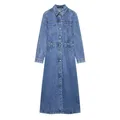 2025 robe en jean femme chemise à manches longues bleu robes longues femme printemps bouton robes mi-longues col robes décontractées