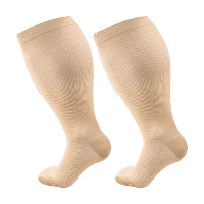 1 Pair Compression Socks Plus Size Wide Calf 15-20mmHg, Knee High Support Stockings for Women Men, Fat Legs Circulation Socks for Swollen Legs, Nurses, Flight, Travel, Daily Use