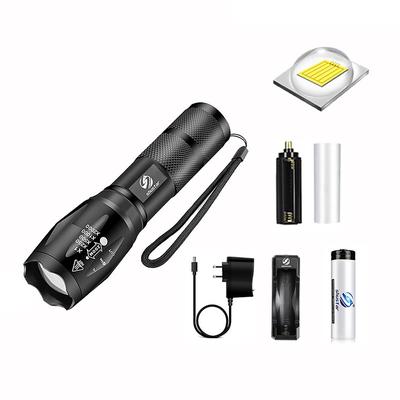 LED Flashlight Ultra Bright Torch L2/V6 Camping Light 5 Switch Modes Waterproof Zoomable Torch Light Emergency Use 18650 Battery