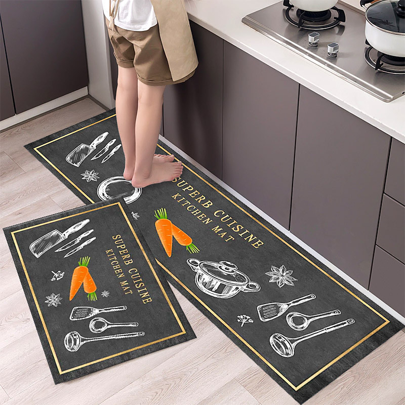 2 Piece Waterproof and Oil-Proof Kitchen Anti-Slip Mat, Bathroom Anti-Slip Mat, Bedroom Cushion, Living Room Carpet, Door Mat, Kitchen Carpet- 40 60cm 40 120cm