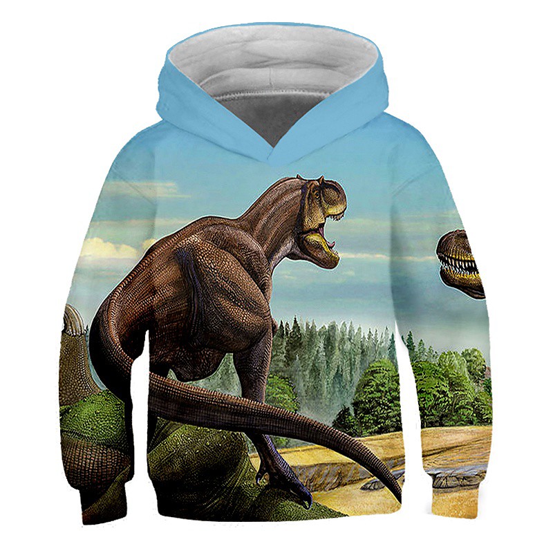 Kids Toddler Boys' Hoodie Sweatshirt Long Sleeve Dinosaur Fantastic Beasts 3D Print Color Block Animal White Blue Yellow Children Tops Active Streetwear Children's Day 2-12 Years
