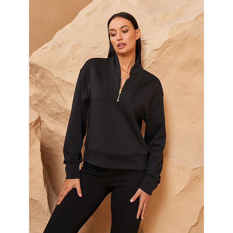 Women's Golf Pullover Sweatshirt Black White Dark Navy Long Sleeve Top Ladies Golf Attire Clothes Outfits Wear Apparel