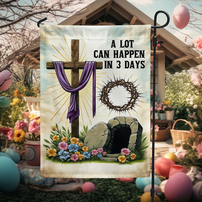 Garden Flag 12x18Inch Outdoor Decorations Welcome Garden Patio Flag Cross Jesus Yard Flag Double Sided Holiday Outdoor Flags 1pc