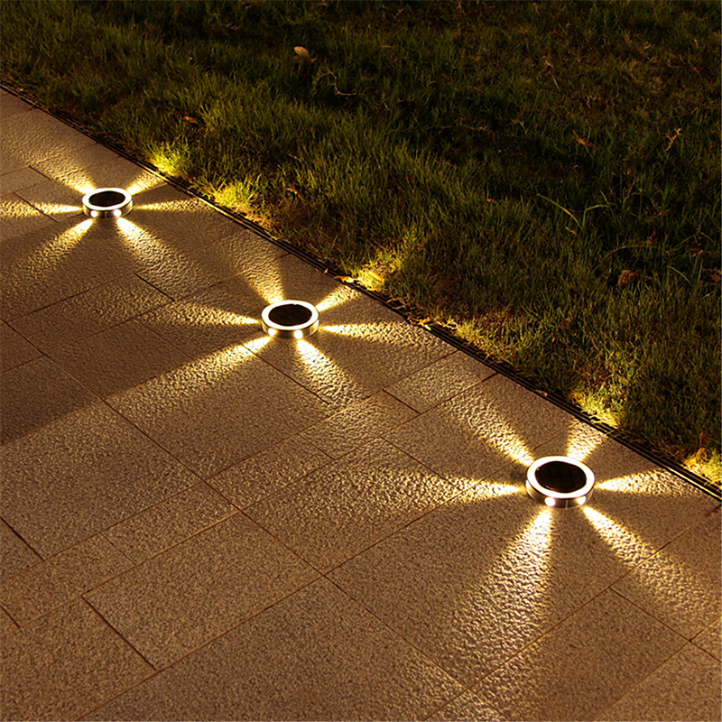 1PC/4PCS Solar LED Power Disk Light Outdoor 6 leds Waterproof Garden Path Deck Lights Spotlight Buried Solar Led Lamp Garden Yard PathWay Decor