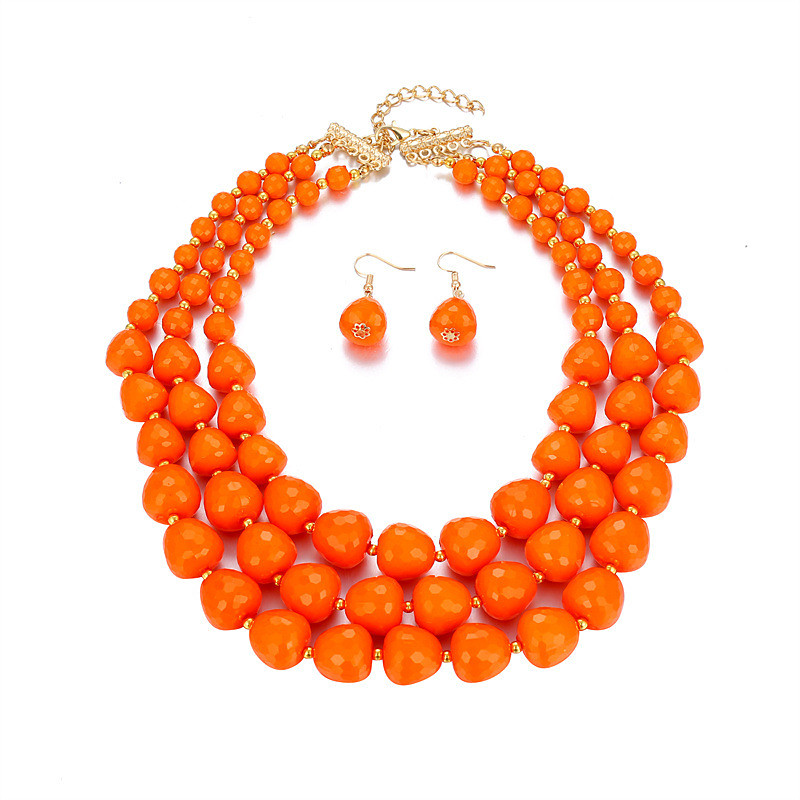 Acrylic Beads Choker Chain Necklace for Women, Statement Trendy Chunky Cuban Link Chain Necklace Boho Fashion Costume Jewelry Set Gifts Light weight Handmade