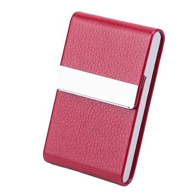 Business Card Holder PU Leather Business Card Case Pocket Card Holders Metal Slim Name Card Holder RFID Blocking Business Card Carrier with Magnetic Closure