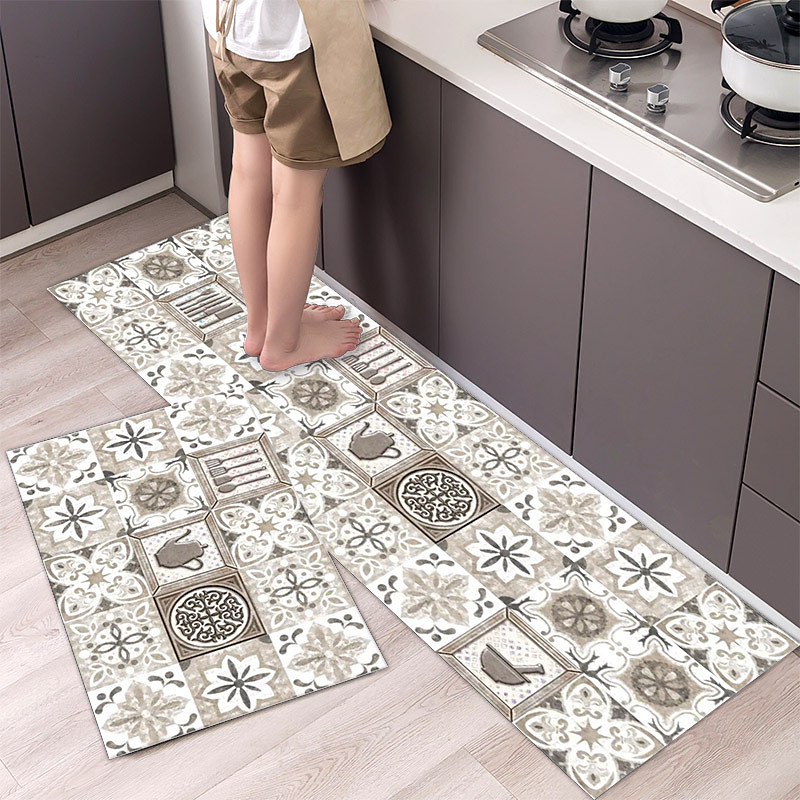 2 Piece Waterproof and Oil-Proof Kitchen Anti-Slip Mat, Bathroom Anti-Slip Mat, Bedroom Cushion, Living Room Carpet, Door Mat, Kitchen Carpet- 40 60cm 40 120cm