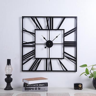 Large Wall Clock Roman Numeral Wall Clock Outdoor Garden Wall Clock Metal Square Skeleton Clock for Living Room Cafe Hotel Office Home Decor 58 cm