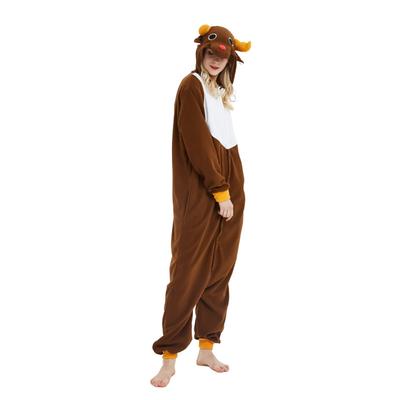 Adults' Animal Group Costume Nightwear Onesie Pajamas Carnival Costume Skeleton Reindeer Animal Onesie Pajamas Kigurumi Pajamas Cute For Men's Women's Carnival Cartoon