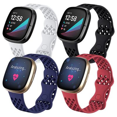 4 Pack Smart Watch Band Compatible with Fitbit Versa 3 Sense Versa 4 Sense 2 Silicone Smartwatch Strap Waterproof Adjustable Sport Band Replacement Wristband