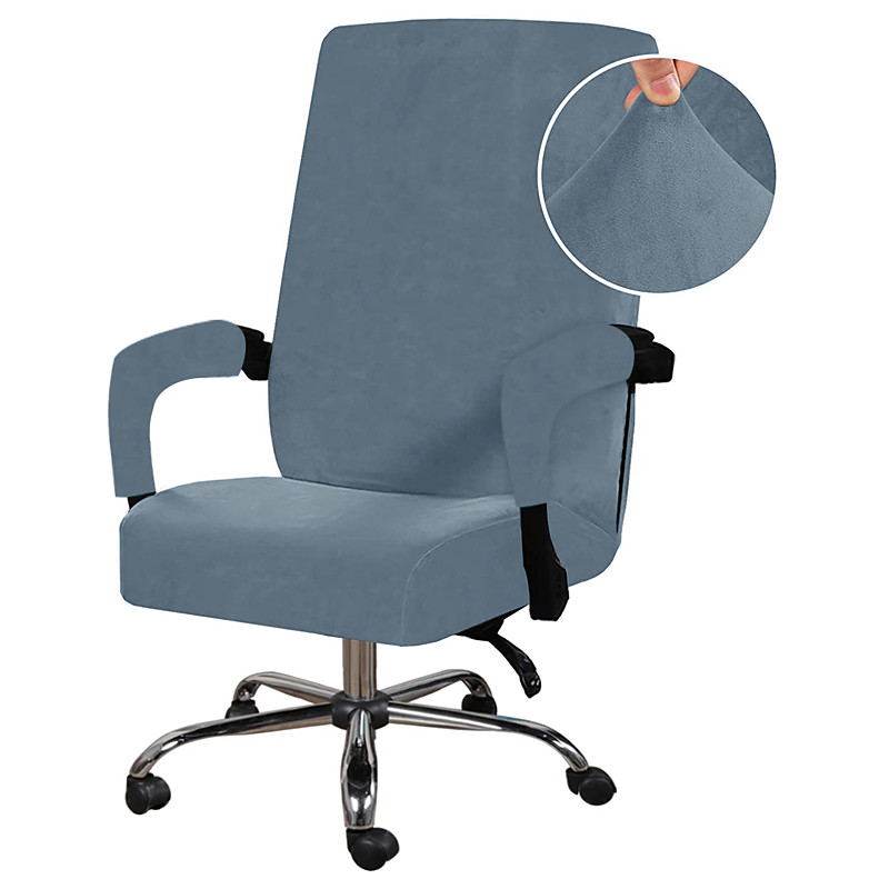 Velvet Computer Office Chair Cover Gaming Chair Stretch Chair Slipcover Black Plain Solid Color Durable Washable Furniture Protector