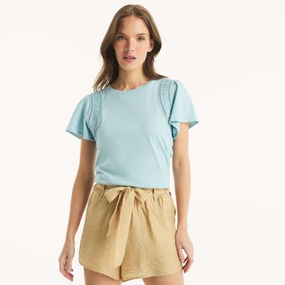 Nautica Women's Flutter-Sleeve Top Tropic Wave, L