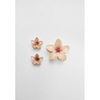 Stradivarius Set of 3 floral hair clips Ecru OS