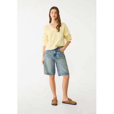 Stradivarius Felted V-neck sweater Yellow M