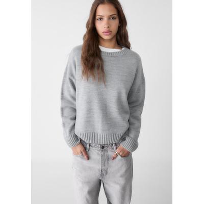 Stradivarius Crew neck knit sweater Grey melange S