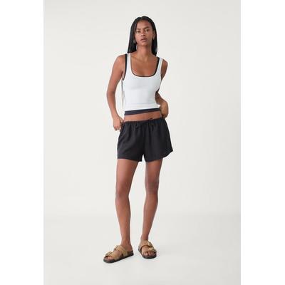 Stradivarius Linen blend shorts with drawstring Black XS