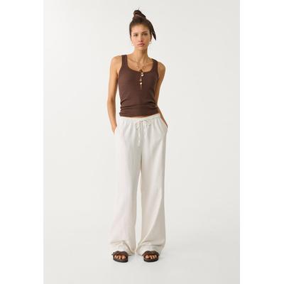 Stradivarius Flowing linen blend trousers Ecru S