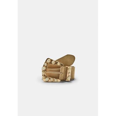Stradivarius Belt with stone buckle Beige 30
