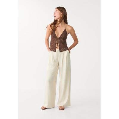 Stradivarius Textured drawstring trousers Vanilla XS