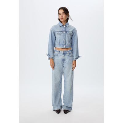 Stradivarius Shimmer denim jacket MEDIUM BLUE DENIM S
