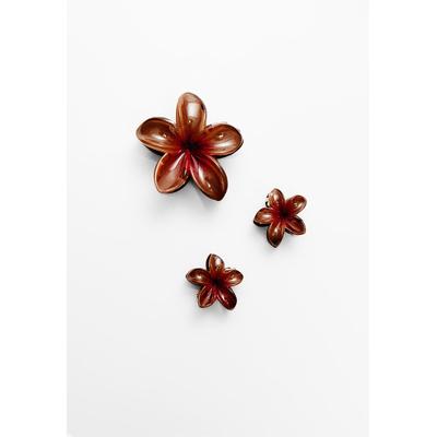 Stradivarius Set of 3 floral hair clips Brown OS