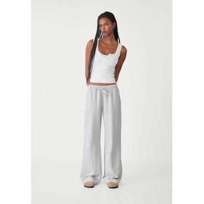 Stradivarius Flowing striped linen blend trousers Grey XL