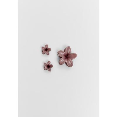 Stradivarius Set of 3 floral hair clips Dusty rose OS