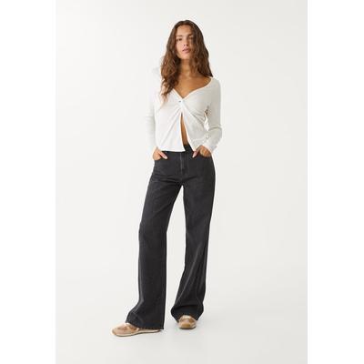 Stradivarius Straight-fit jeans with rhinestones Washed black 12
