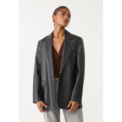 Stradivarius Regular fit leather effect blazer Black S