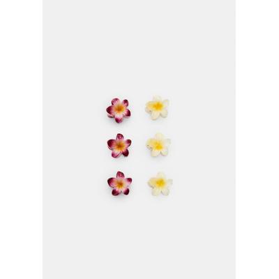 Stradivarius Set of 6 mini flower hair clips Pale yellow OS