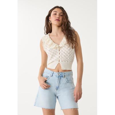 Stradivarius D93 Longline denim shorts Light blue 6