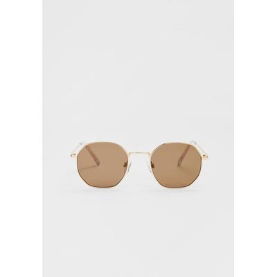 Stradivarius Hexagon metal sunglasses Brown OS