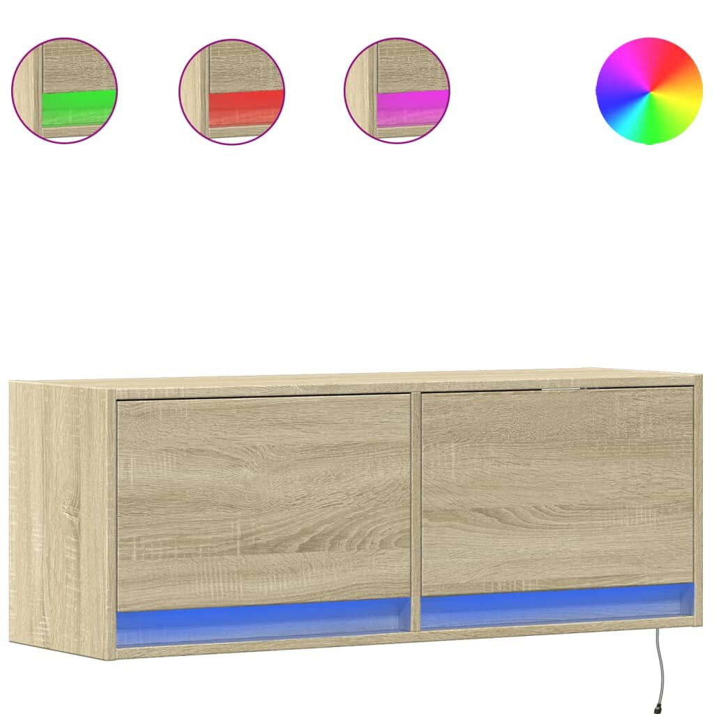 vidaXL TV-Wandschrank mit LED-Beleuchtung Sonoma-Eiche 100x31x35 cm Image
