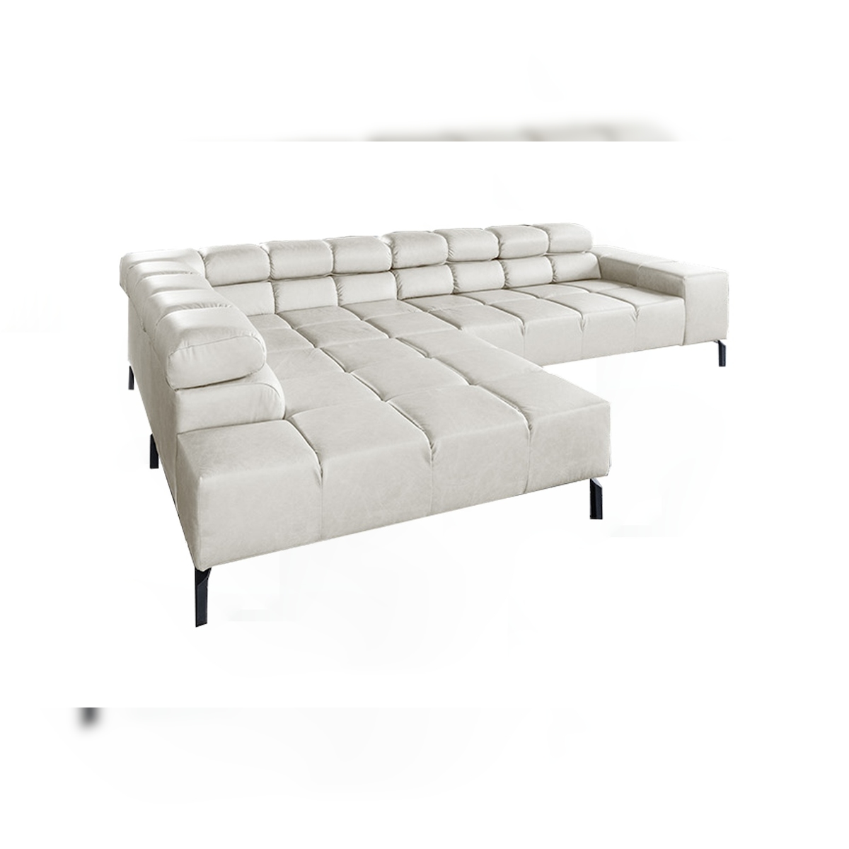 KAWOLA Sofa NELSON Ecksofa Leder hellgrau mit motorischem Sitzvorzug Recamiere links Image