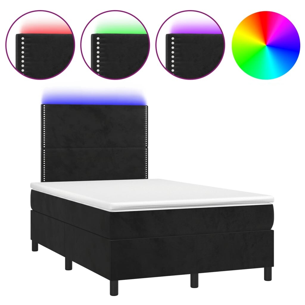 vidaXL Boxspringbett mit Matratze & LED Schwarz 120x190 cm Samt Image