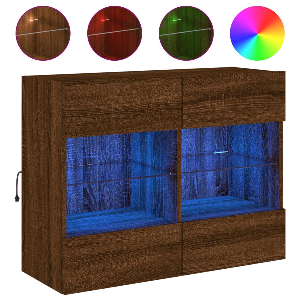 vidaXL TV-Wandschrank mit LED-Leuchten Braun Eichen-Optik Image