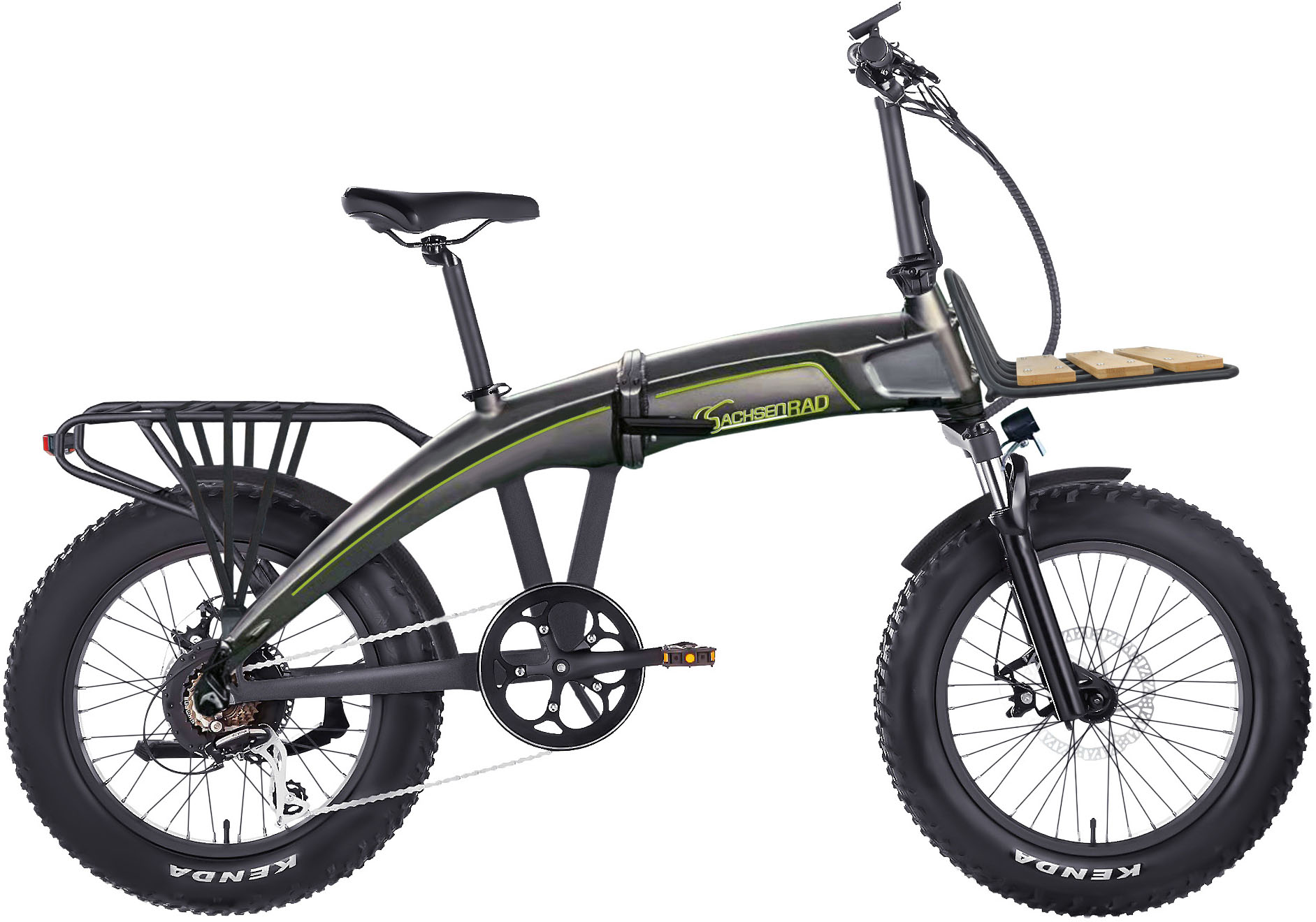 E-Bike SACHSENRAD "F6L" Gr. 45, schwarz, Elektrofahrräder, 45cm, 20 Zoll (50,80cm), LCD-Steuerdisplay, Fahrmodus, Pedelec, LED-Frontlicht / Rücklicht Image