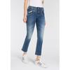 Bootcut-Jeans HERRLICHER "Pearl Boot Cropped Organic Denim", Damen, Gr. 33, N-Gr, blau (blau jay), Denim/Jeans, Obermaterial: 98% Baumwolle, 2% Elasthan, casual, knöchelfrei, Jeans, mit offenem Saum