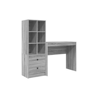 vidaXL Schreibtisch mit Stauraum Graues Sonoma Spanholz Image
