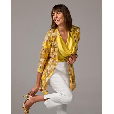 Boston Proper - Sequin Embroidered Mesh Hip Length Duster Yellow - XS