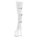 Bottes à plateforme hautes en cuir verni rouge pour femmes – Bottes à talons aiguilles à boucle au-dessus du genou pour tenues de club, cosplay et spectacles de danse exotique