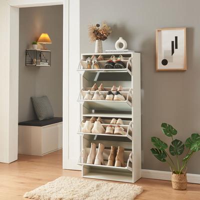 Schuhkipper Lund mit 4 verspiegelten Klappen Weiß [en.casa] Image