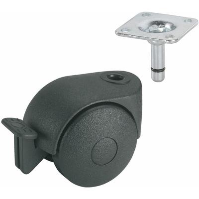 Dörner+helmer - Doppelrolle Möbelrolle ø 50 mm Tragkraft 30kg mit Feststeller Kunststoff schwarz Image