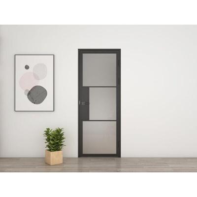 Glastür satiniert Komplettset mit Beschlag Loftstil 834 x 1972 mm din Rechts - Türklinke Drehtür Image